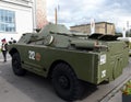 Armored reconnaissance and patrol car BRDM-2 at the exhibition of military equipment