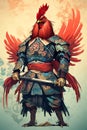 An armored rooster strikes an adorable pose in this unique portrait Royalty Free Stock Photo