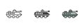 Armored tank different style icon set