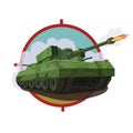 Armored tank with rocket launcher for attack