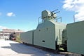 Armored train with the antiaircraft emplacement. Exhibit of the technical museum of Sakharov. Togliatti. Russia