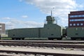 Armored train with the antiaircraft emplacement. Exhibit of the technical museum of Sakharov. Togliatti. Russia