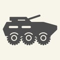 Armored troop-carrier solid icon. Armored vehicle vector illustration isolated on white. Artillery glyph style design