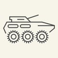 Armored troop-carrier thin line icon. Armored vehicle vector illustration isolated on white. Artillery outline style