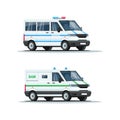 Armored truck semi flat RGB color vector illustration set Royalty Free Stock Photo