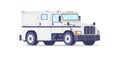 Armored urban SUV police patrol with blue stripe vector illustration. Government aid emergency car