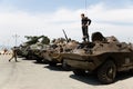 Armored vehicles and army soldiers Russia in Vladivostok