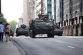 Armored vehicles during the military parade on the Belgium National Day