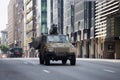 Armored vehicles during the military parade on the Belgium National Day