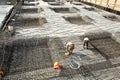 Armoring at the building site to stabilize the fundament made of