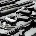 Armory guns table black and white