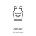 armour icon vector from ancient greece collection. Thin line armour outline icon vector illustration. Linear symbol for use on web