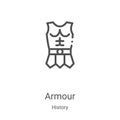 armour icon vector from history collection. Thin line armour outline icon vector illustration. Linear symbol for use on web and