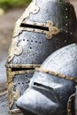 Armour of the medieval knight. Metal protection of the soldier against the weapon of the opponent