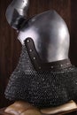 Armour of the medieval knight. Metal protection of the soldier Royalty Free Stock Photo