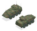 An armoured personnel carrier APC , broad type of armoured, military vehicles designed to transport personnel and