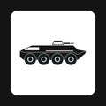 Armoured troop carrier wheeled icon, simple style