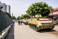 Armoured vehicles and soldiers in front of the National Museum i