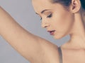 Armpit care woman with perfect skin