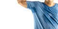 Armpit the sweat and male body odor white background