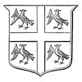 Arms of the Heralds College for the office that regulates heraldry vintage engraving