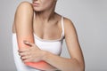 Arms Pain. Beautiful Woman Body Feeling Pain In Shoulders Royalty Free Stock Photo