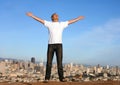 Arms raised over San Francisco Royalty Free Stock Photo