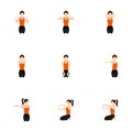 Arms and shoulders stretching asanas set in diamond pose