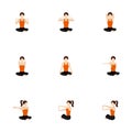 Arms and shoulders stretching asanas set in easy pose Royalty Free Stock Photo