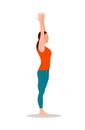 Arms Up Pose of Yoga Standing Vector Illustration