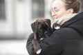 people on a walk with their pet dogs Royalty Free Stock Photo