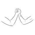 Armwrestling with women`s hands monochrome illustration Royalty Free Stock Photo