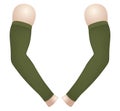 Olive Green Arm Sleeve UV Protection For Template On White Background