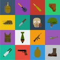 Army and armament cartoon icons in set collection for design. Weapons and equipment vector symbol stock web illustration