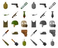 Army and armament cartoon,mono icons in set collection for design. Weapons and equipment vector symbol stock web
