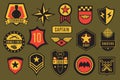 Army badges. Usa military patches and airborne labels. American soldier chevrons with typography and star vector set