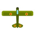 Army biplane icon, flat style