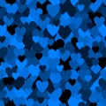 Army blue heart pattern. Camouflage Vector texture for Valentines Day Royalty Free Stock Photo