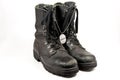 Army boots with dog-tag Royalty Free Stock Photo