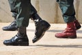 Army Boots Stand Out in a Crowd Royalty Free Stock Photo