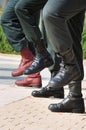Army Boots Stand Out in a Crowd Royalty Free Stock Photo