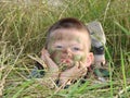 Army boy camoflauged Royalty Free Stock Photo