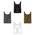 Army bulletproof vest icon in cartoon,black style isolated on white background. Military and army symbol stock vector