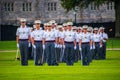 Army cadets cadets in formation holding swords on the West Point Military Academy parade field Royalty Free Stock Photo