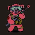 Army cartoon bear illustration