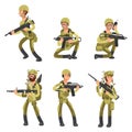 Army cartoon man soldiers in uniform. Military concept vector illustration