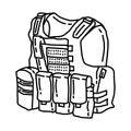 Army Combat Vest Icon. Doodle Hand Drawn or Outline Icon Style