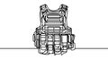 Army Combat Vest Part of Military and Army Force Equipment Hand Drawn Icon Set Vector. One continuous line