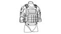 Army Combat Vest Part of Military and Army Force Equipment Hand Drawn Icon Set Vector. One continuous line