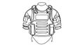 Army Combat Vest Part of Military and Army Force Equipment Hand Drawn Icon Set Vector. One continuous line